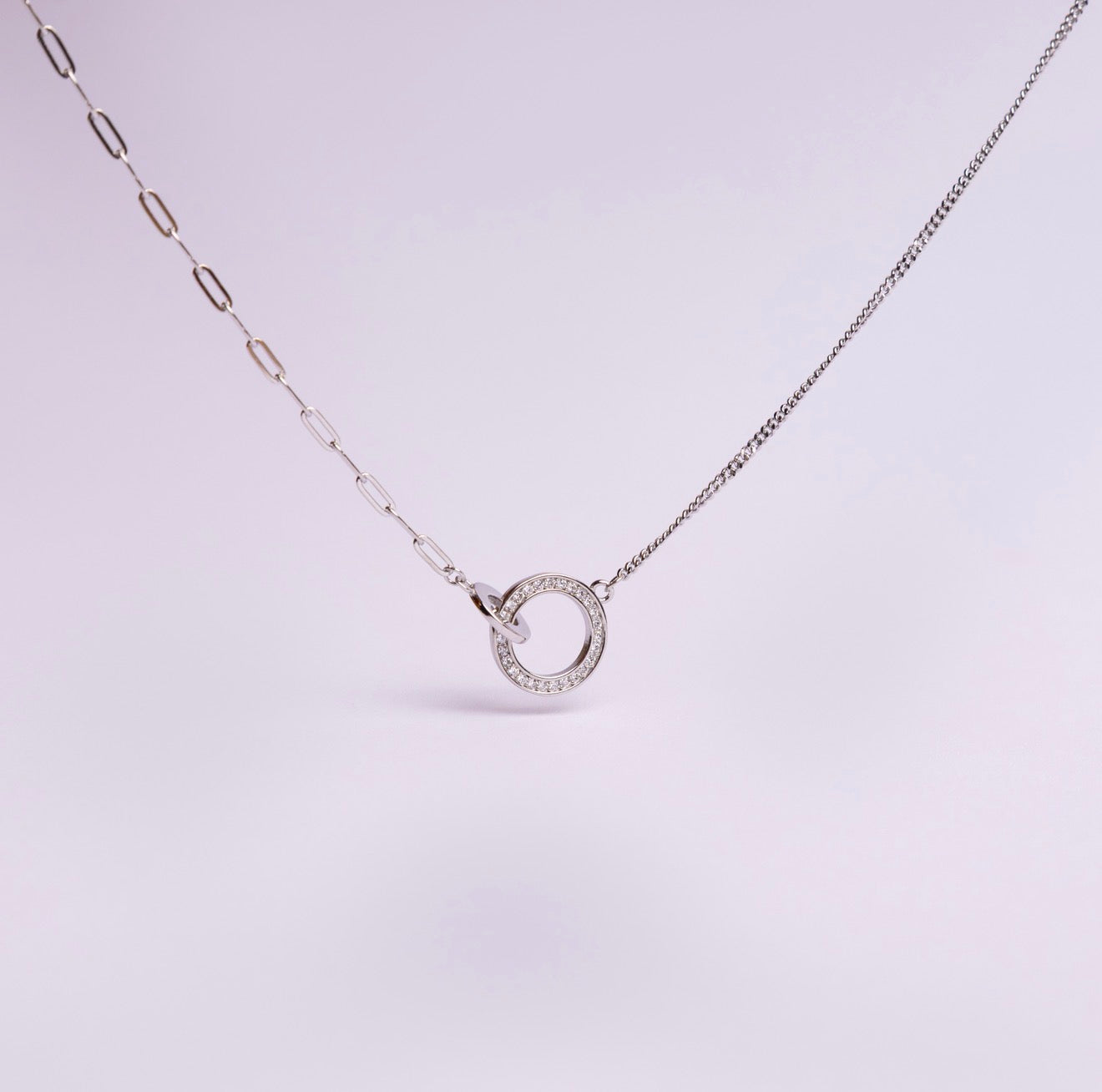 Collar Duo Plata .925 con baño de Rodio con Zirconias