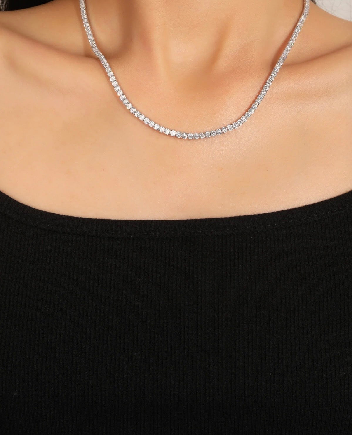 Collar tenis Plata .925 con baño de Rodio con Zirconias