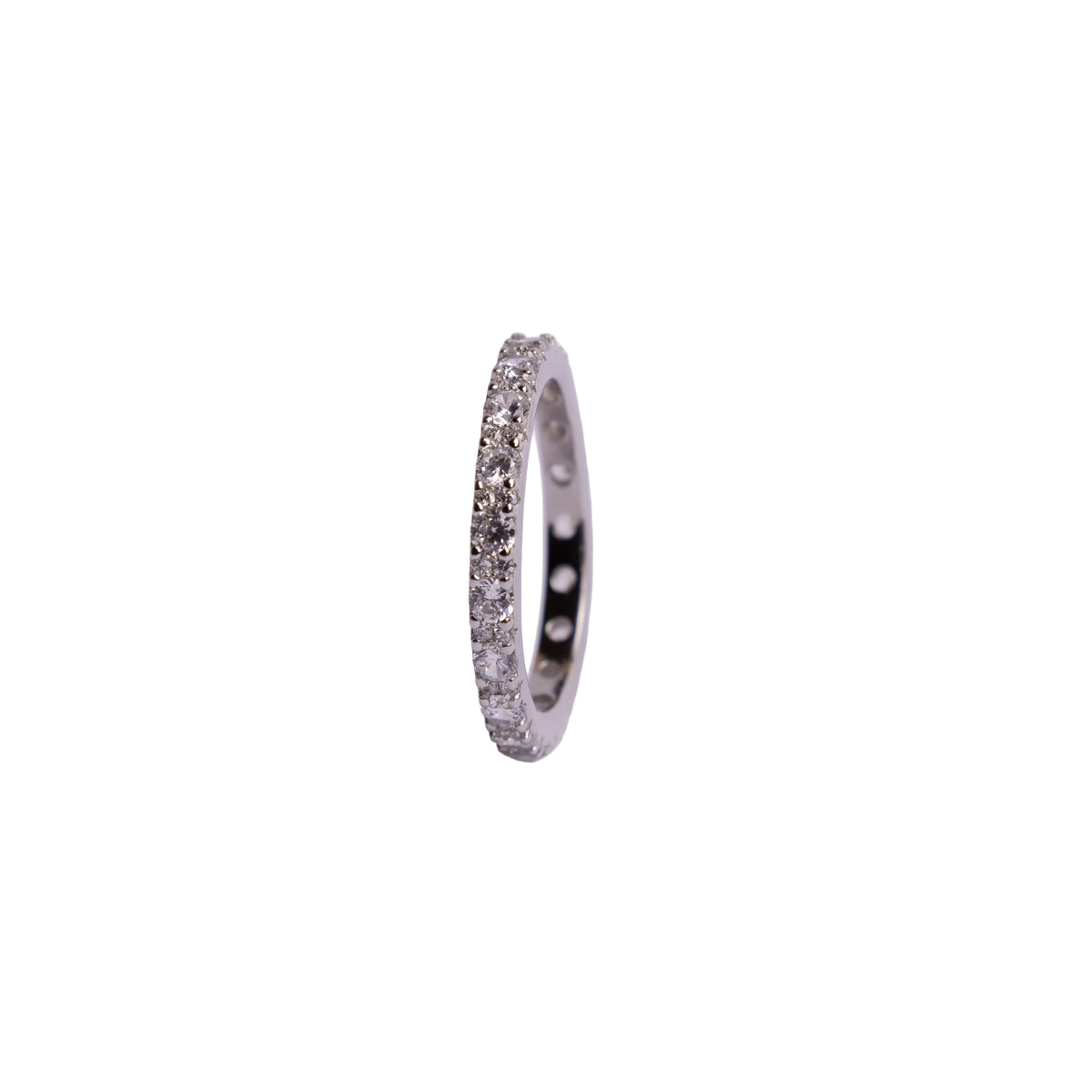 Anillo Churumbela Plata .925 con baño de Rodio con Zirconias.