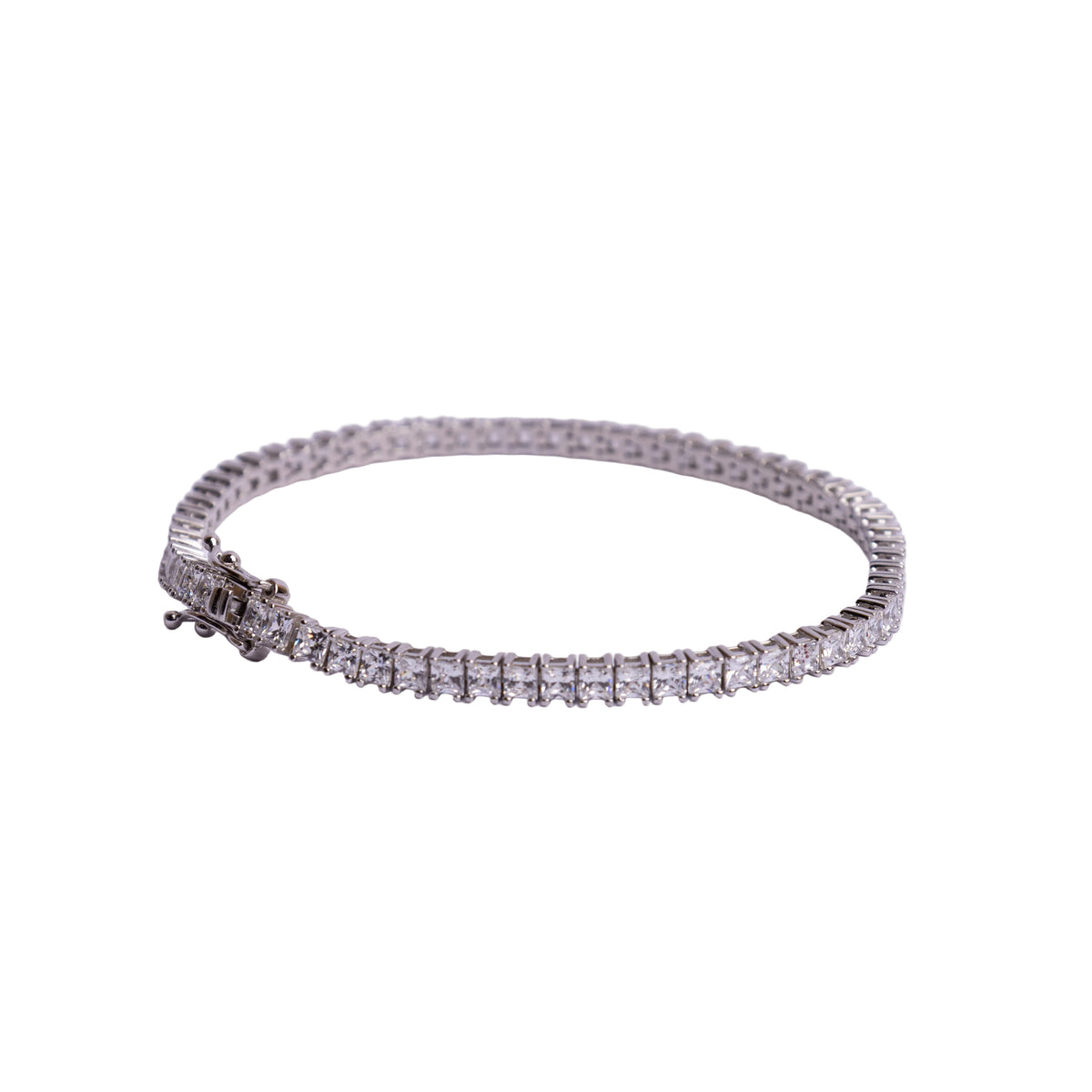 Brazalete tenis Plata .925 con baño de Rodio con Zirconias