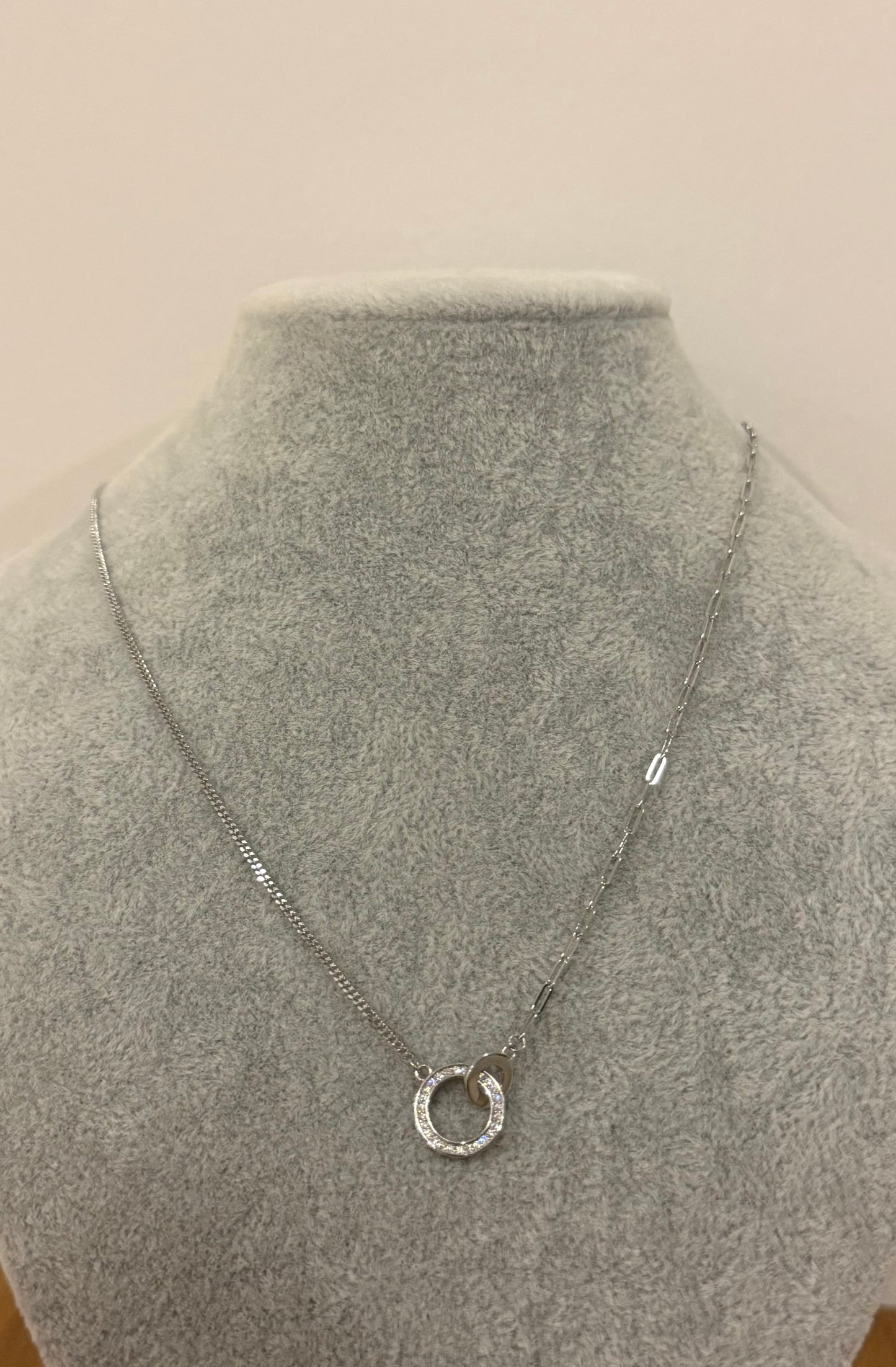 Collar Duo Plata .925 con baño de Rodio con Zirconias
