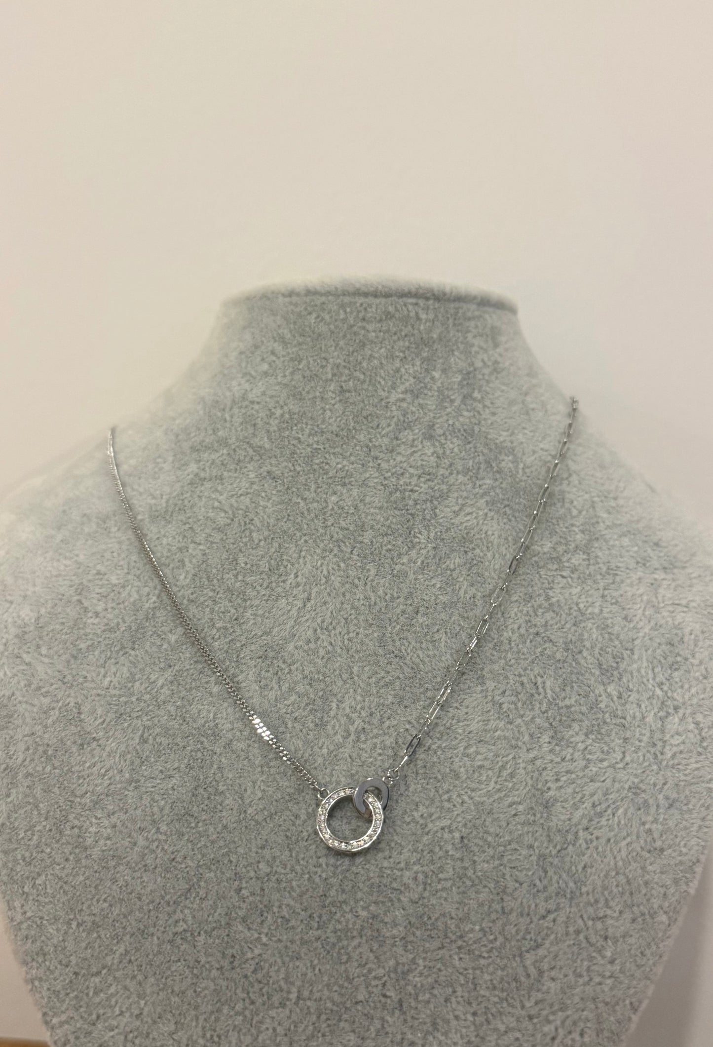 Collar Duo Plata .925 con baño de Rodio con Zirconias