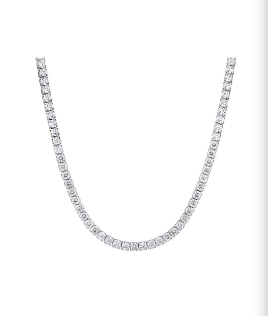 Collar Tenis Plata .925 con baño de Rodio con Zirconias blancas