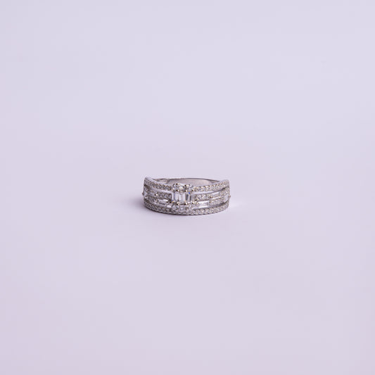 Anillo Aurora Plata .925 con baño de Rodio con Zirconias.
